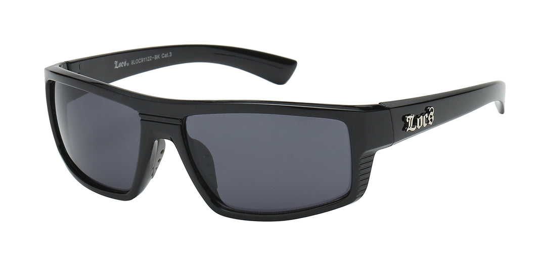Locs 8LOC91122-BK Street Trend Mid Size Polymer Wrap Frame Unisex Sunglasses