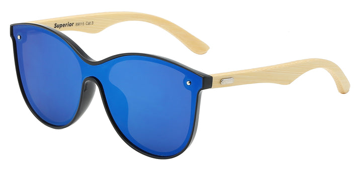 Superior 8SUP89015 Fashionista Mirror Panel Lens Real Bamboo Temple Unisex Shades