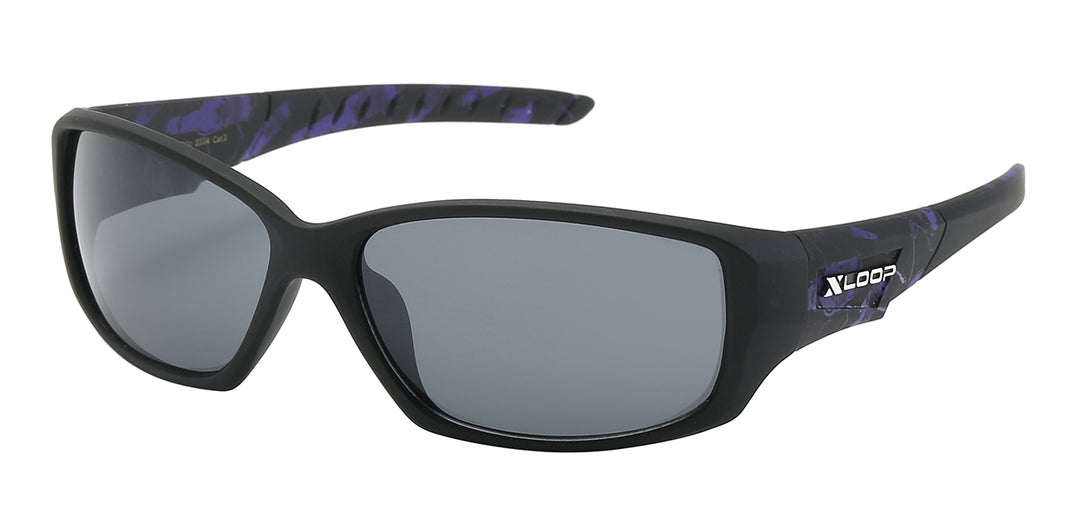 XLoop 8X2554 Contour Fit Polycarbonate Wrap Fracture Pattern Temple Unisex Sunglasses