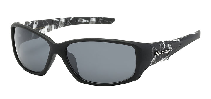 XLoop 8X2554 Contour Fit Polycarbonate Wrap Fracture Pattern Temple Unisex Sunglasses
