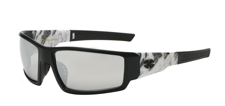 XLoop 8X2577 Polycarbonate Sport Wrap with Camo Printed Temple Unisex Sunglasses
