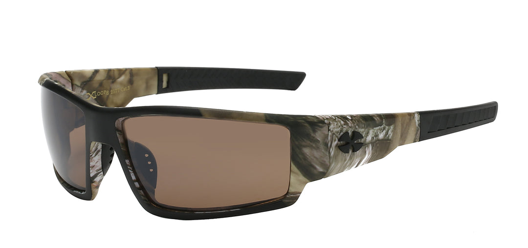 XLoop 8X2577 Polycarbonate Sport Wrap with Camo Printed Temple Unisex Sunglasses