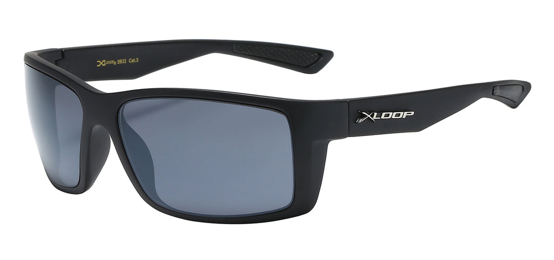 XLoop 8X2611 Wood Grain Printed Temple Polycarbonate Wrap Unisex Sunglasses