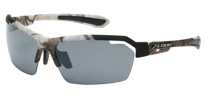 XLoop 8X2634-CAMO Camo Print Athletic Semi-Rimless Wrap Unisex Sunglasses