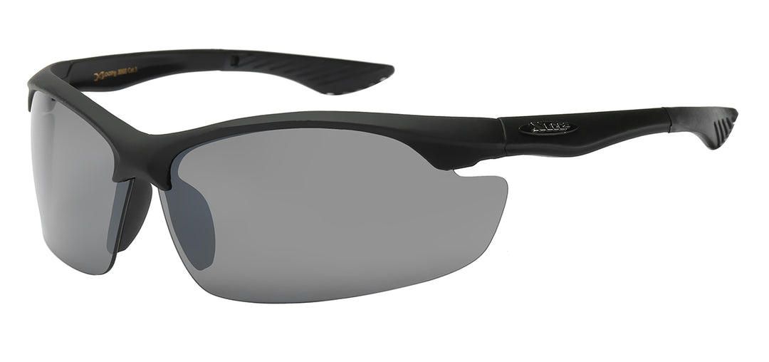 XLoop 8X3003 Blackout Lightweight Polycarbonate Half Frame and Lens Sports Wrap Unisex Sunglasses