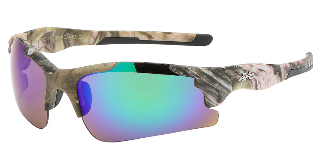 Xloop 8X3624-CAMO Reassuring Fit Beefy Polycarbonate Semi Rimless Wrap Unisex Shades