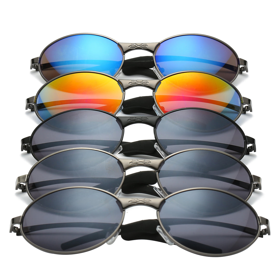 XLoop 8XL1454 Retro Classic XLoop Oval Metallic Wrap Unisex Sunglasses