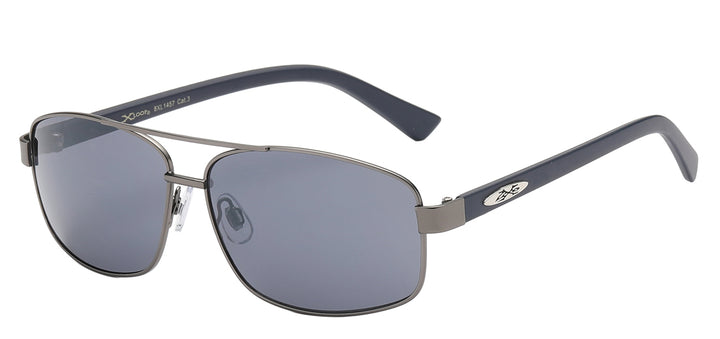 XLoop 8XL1457 Sensational Double Bridge Square Metallic Frame Unisex Sunglasses