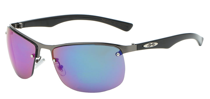 XLoop 8XL1458 Snug Fitting Semi-Rimless Metallic Sports Wrap Unisex Sunglasses