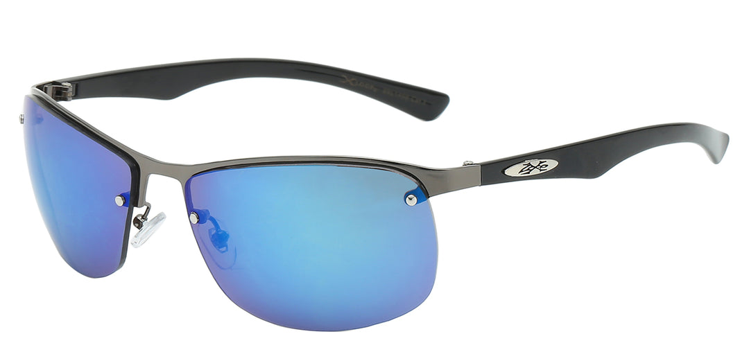 XLoop 8XL1458 Snug Fitting Semi-Rimless Metallic Sports Wrap Unisex Sunglasses