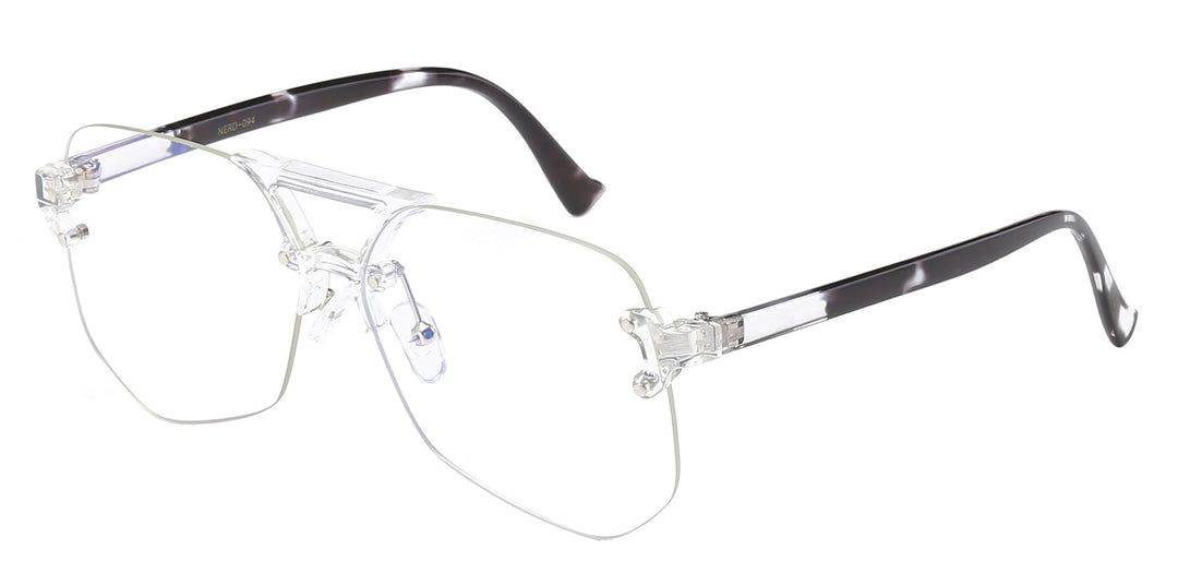 Nerd Eyewear NERD-094 Chic Rimless Polymer Fashion Accessory Frame with Clear Lens
