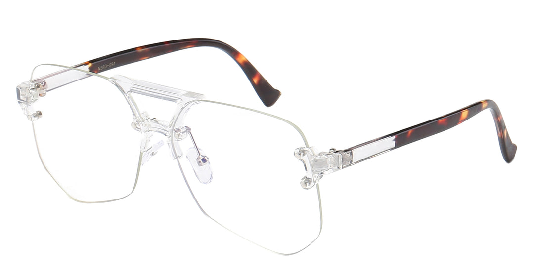 Nerd Eyewear NERD-094 Chic Rimless Polymer Fashion Accessory Frame with Clear Lens