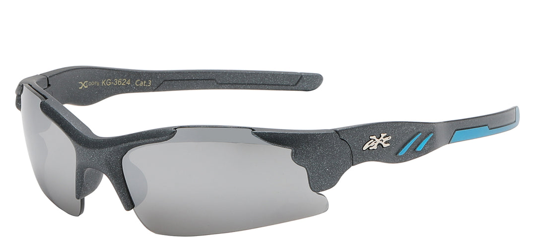 Juniors XLoop KG-X3624 Sporty Polycarbonate Semi Rimless Kids Juniors Sunglasses