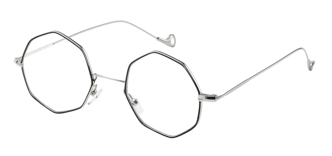 Nerd Eyewear NERD-088 Trendy Metal Octagonal Frame Fashion Accessory Clear Lens Glasses