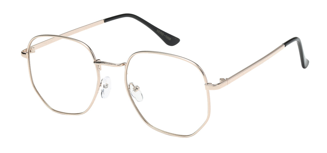 Nerd Eyewear NERD-1208 Geeky and Retro Hexagonal Metal Wire Frame Clear Lens Accessory Glasses