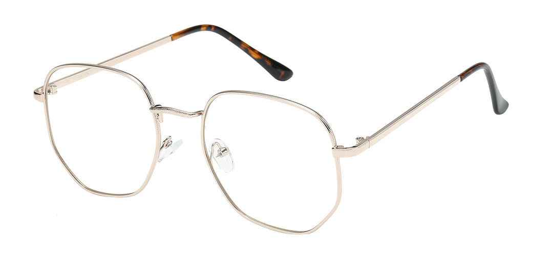 Nerd Eyewear NERD-1208 Geeky and Retro Hexagonal Metal Wire Frame Clear Lens Accessory Glasses