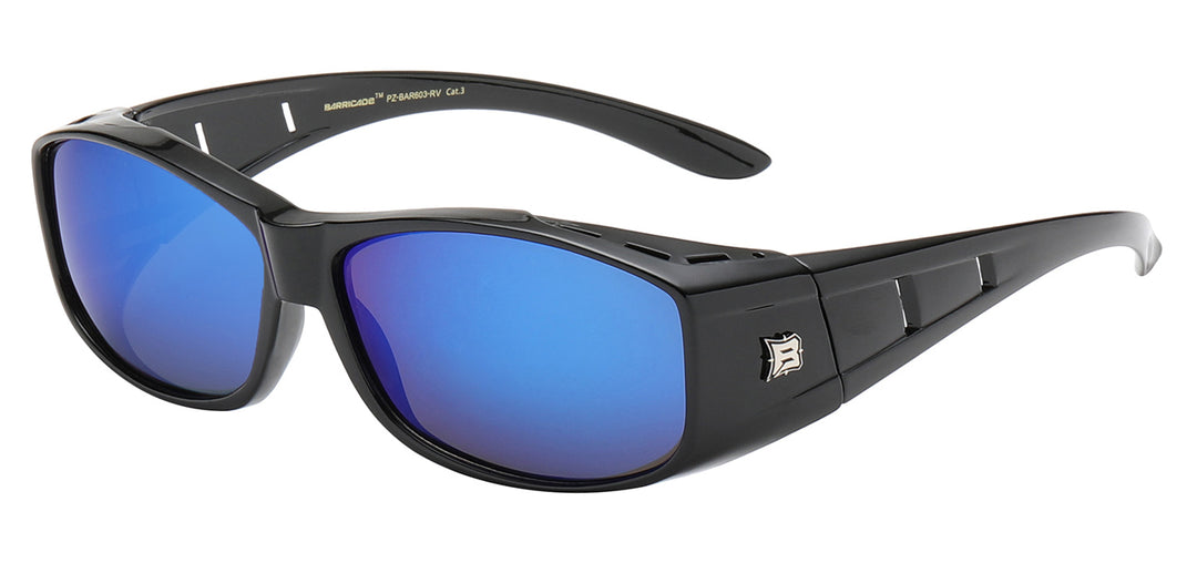 Barricade PZ-BAR603-RV Contour Fit Mirror Polarized Lens Unisex Fit Over Sunglasses