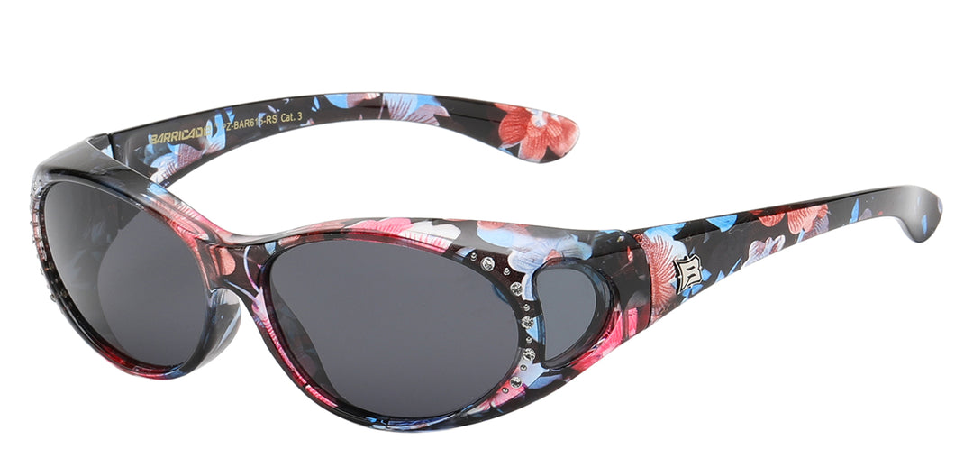 Barricade PZ-BAR615-RS Rhinestone Decorated Frame Polarized Lens Ladies Fit Over