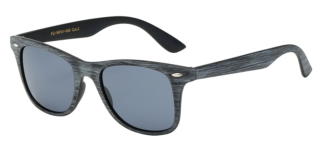 Polarized Retro Rewind PZ-WF01-WD Iconic Silhouette Wood Grain Print Frame Unisex Sunglasses