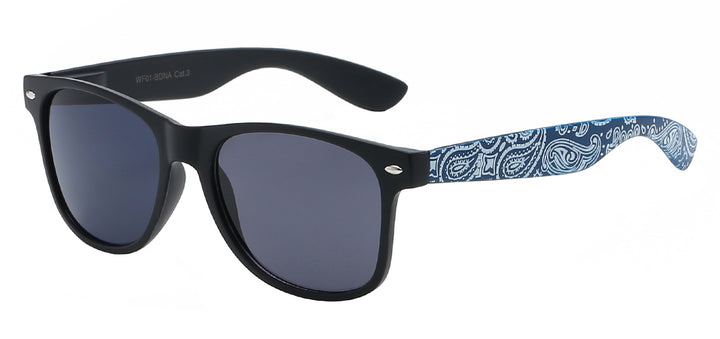 Retro Rewind WF01-BDNA Iconic Design Bandana Print Temple Unisex Sunglasses