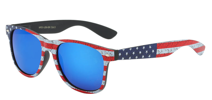 Retro Rewind WF01-USA-BK Iconic Design Black Frame USA Flag Unisex Sunglasses