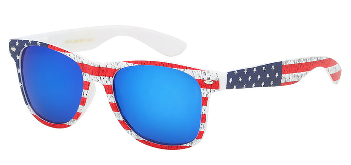 Retro Rewind WF01-USA-WHT Iconic Design White Frame USA Flag Unisex Sunglasses