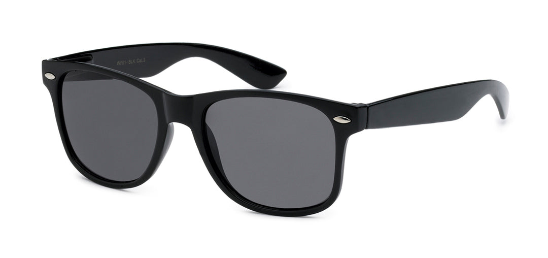 Mens Sunglasses Polarized WF Black Gloss Square Original Retro