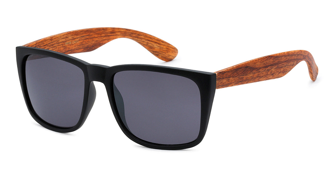 Retro Rewind WF06 Square Wood Grain Casual Unisex Sunglasses